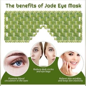 Large Green Genuine Jade Crystal Eye Mask Spa Relaxation Meditation Massage NEW!